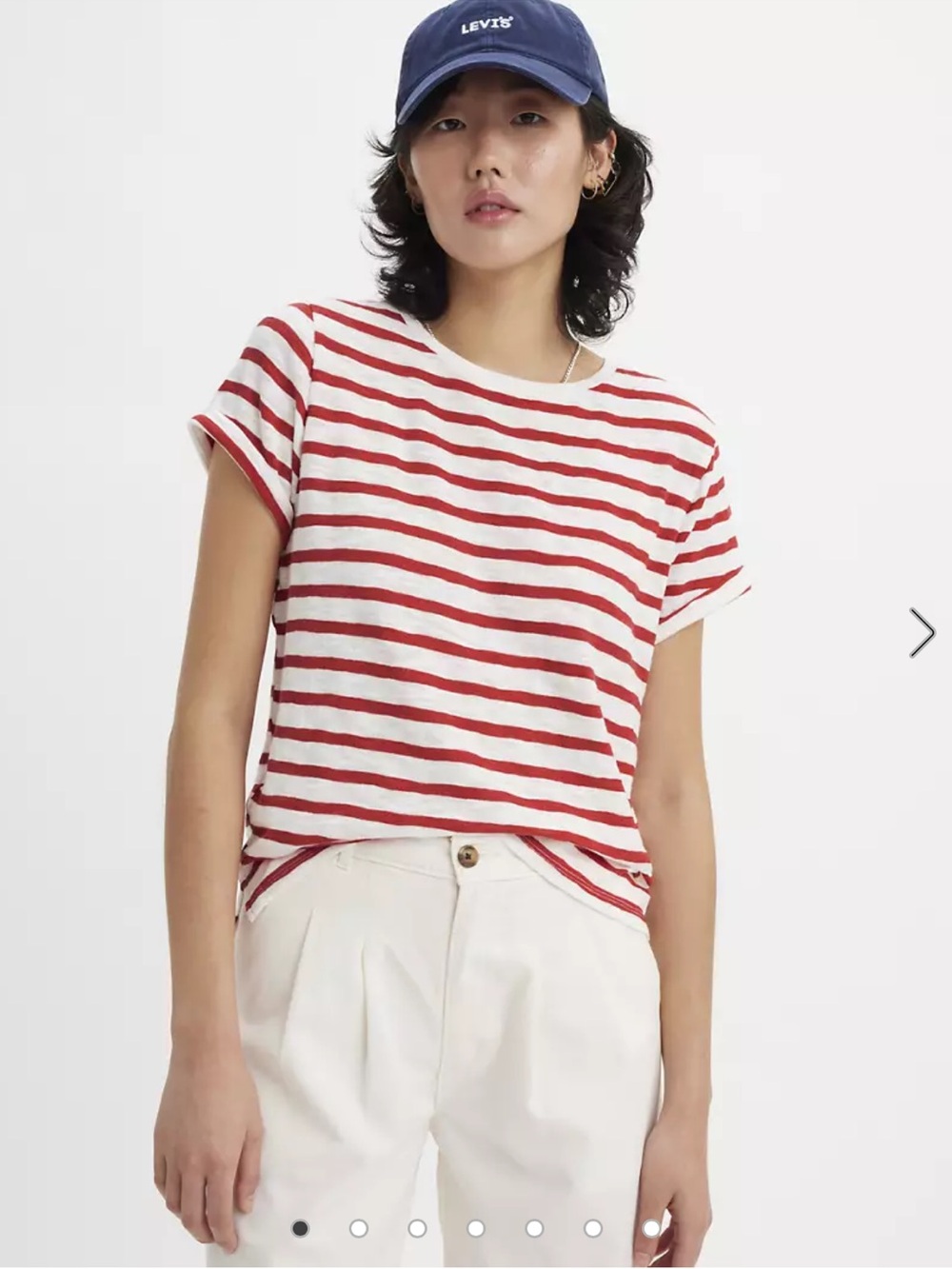 Levi’s Margot short sleeve shirt in red and white stripe